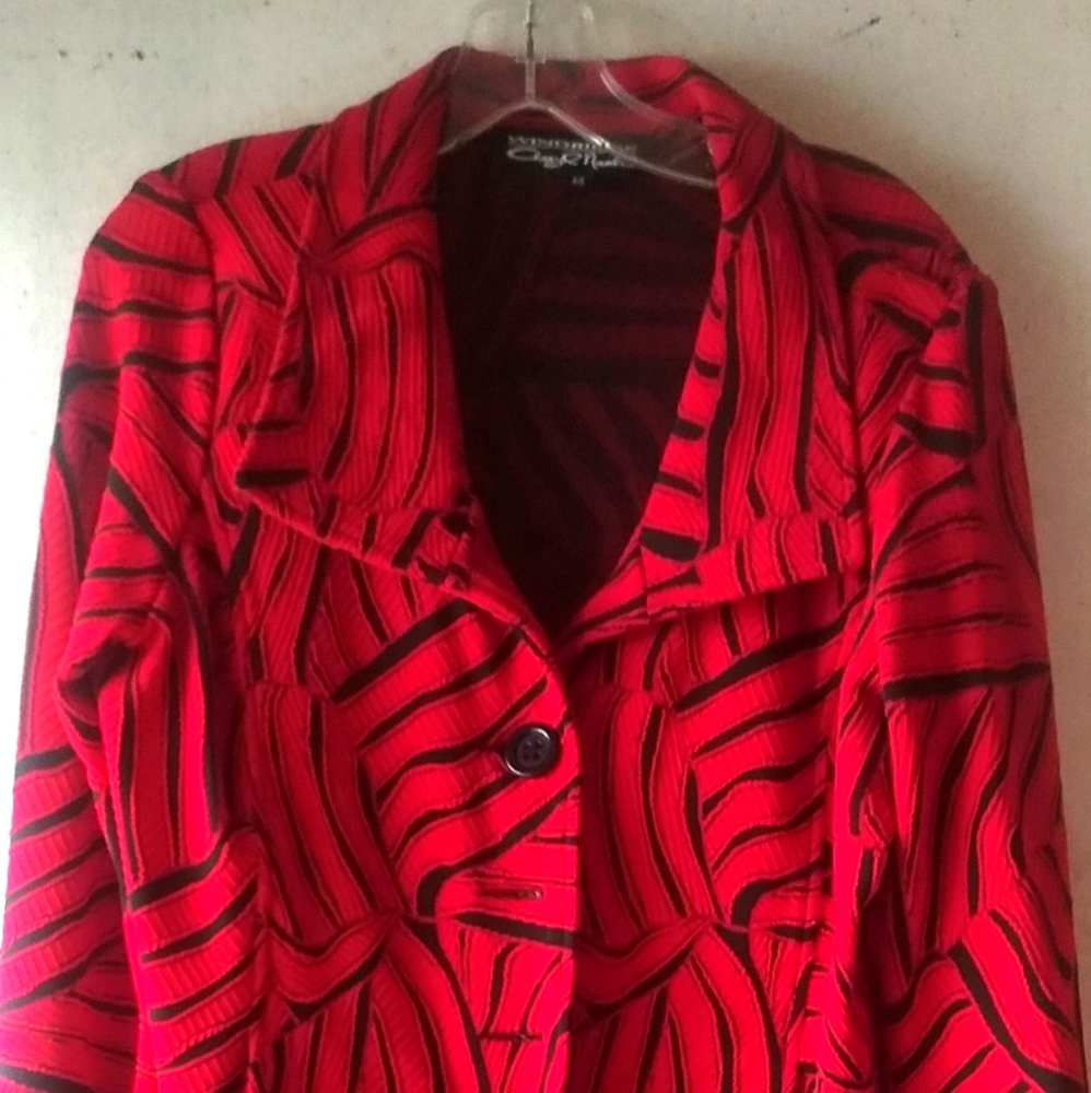 ❤️Unique red & black med. Length jacket blazer!🖤